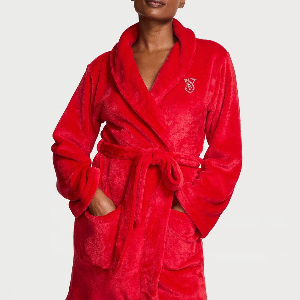 Victoria's Secret Vibrant Red Plush Robe size m/l